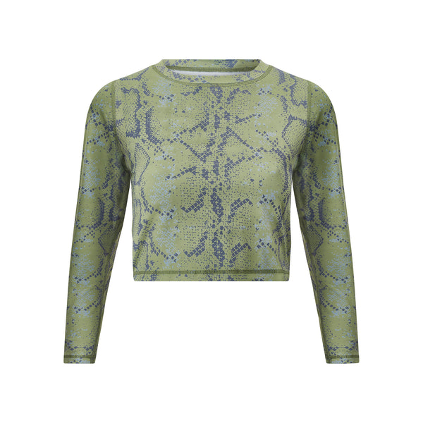 Long sleeve top - Olive snake