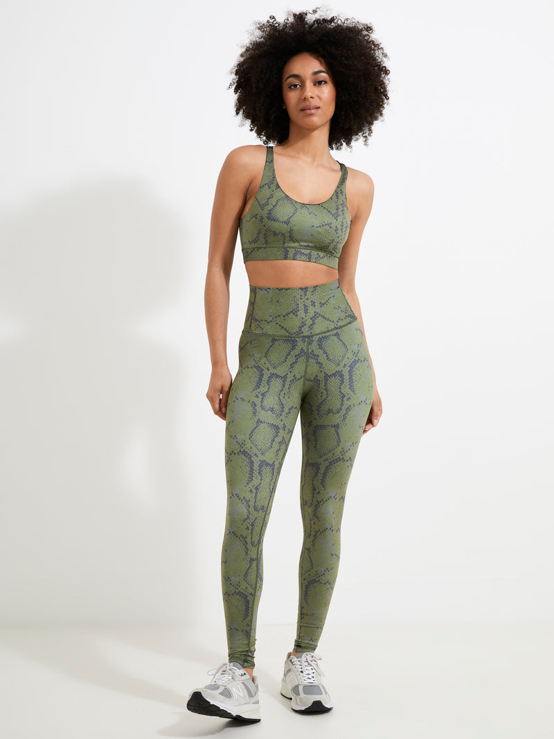 Sports bra - Olive snake