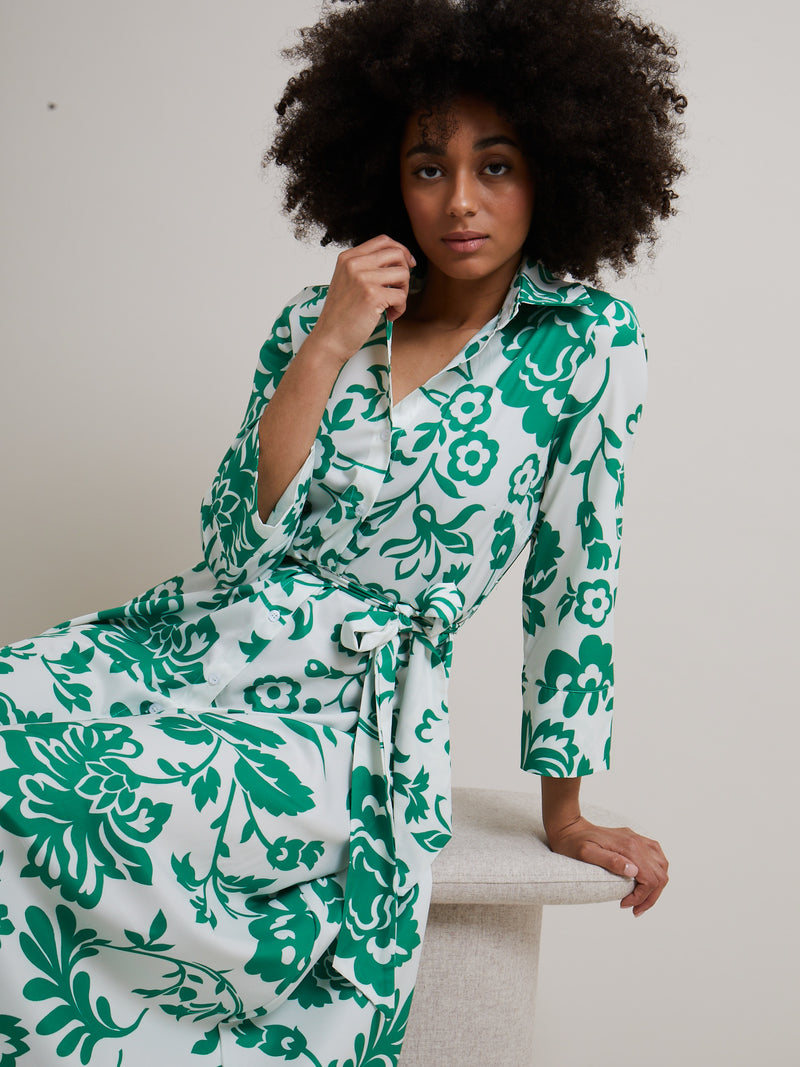 Gala floral dress - Emerald green print Lula-Ru Gala floral dress - Emerald green print Lula-Ru