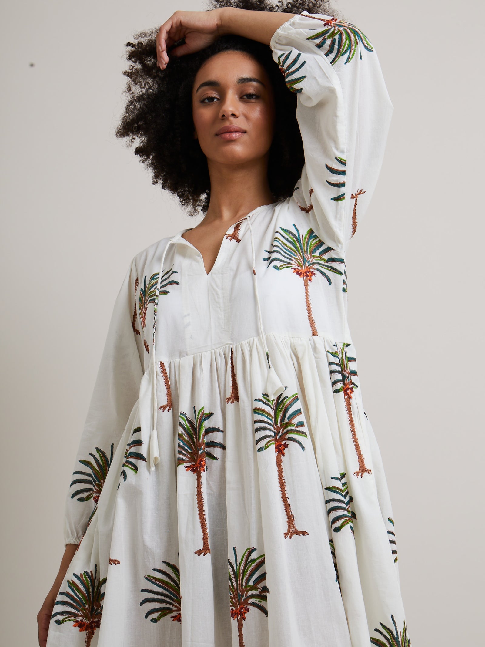 Palm Tree Printed Cotton Dress – Lula-Ru Palm Tree Printed Cotton Dress – Lula-Ru