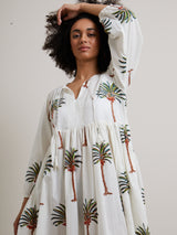 Palm Tree Printed Cotton Dress